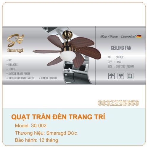 Quạt trần đèn  trang trí Smaradg- Đức 30-002