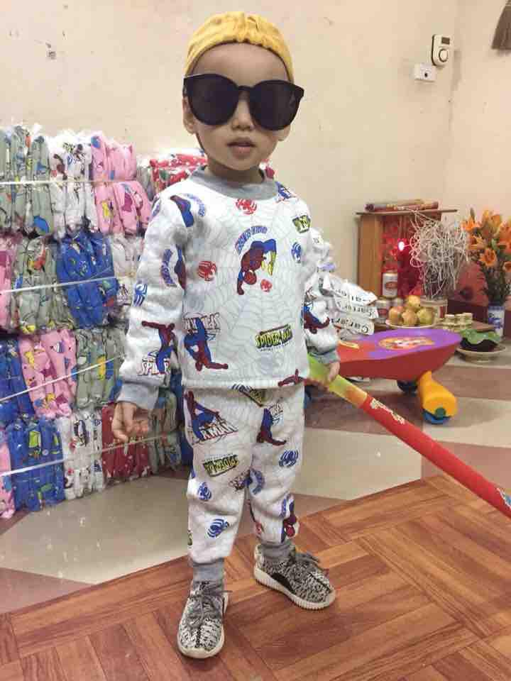Sét 2 bộ nỉ lông cho bé gai -14-16kg