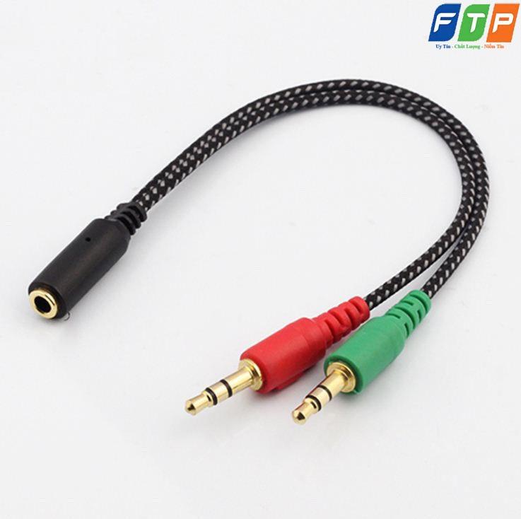 Jack gộp audio và mic 3.5mm dây đồng mạ vàng cao cấp FTP (dây dù chống đứt) dây gộp audio và mic cáp gộp âm thanh