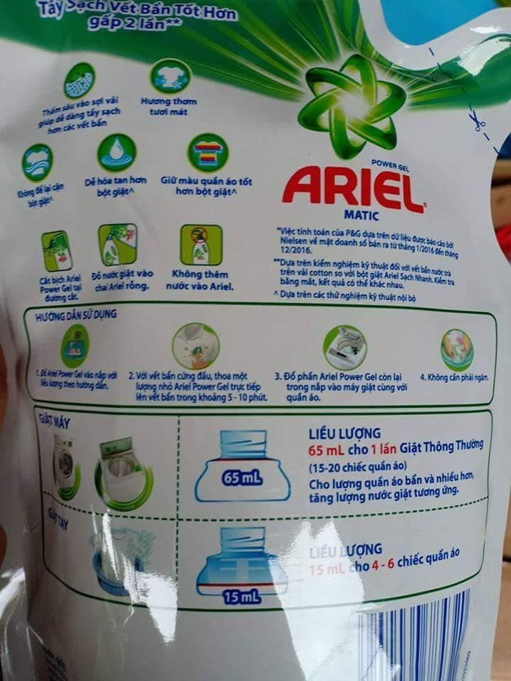 [HCM]Túi nước giặt Ariel đậm đặc 400ml