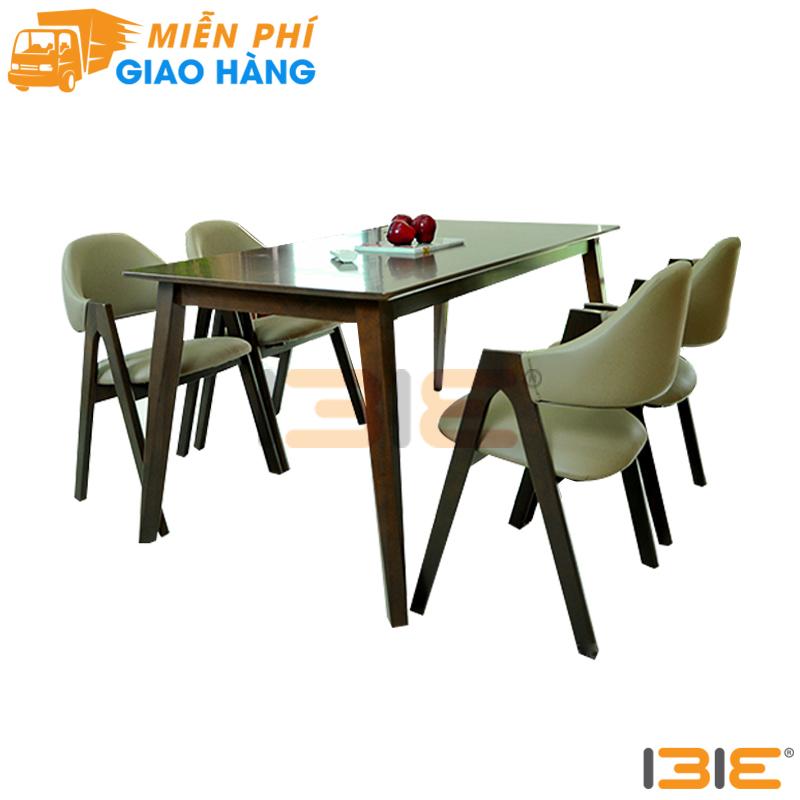 Bộ bàn ăn Emma màu walnut 4 ghế