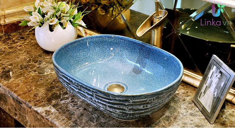 Chậu rửa lavabo gốm sứ nghệ thuật LAV0032 – Thiết kế hình chữ nhật mới lạ