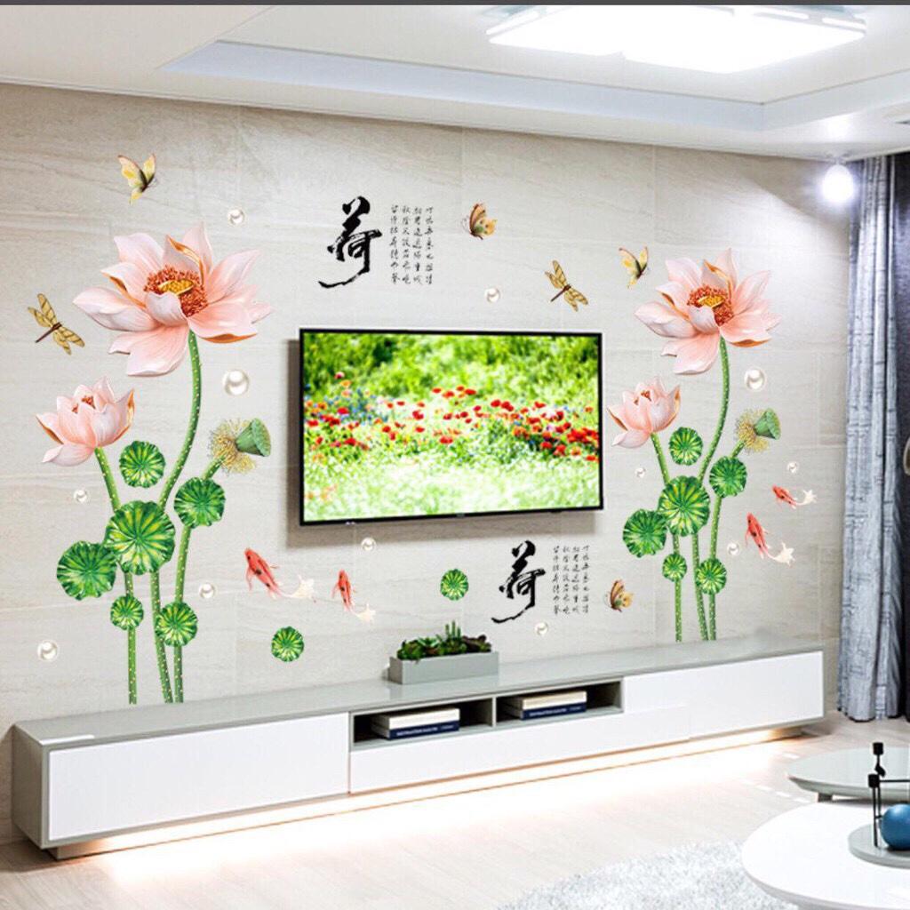 decal dán tường hoa sen mẫu mớ