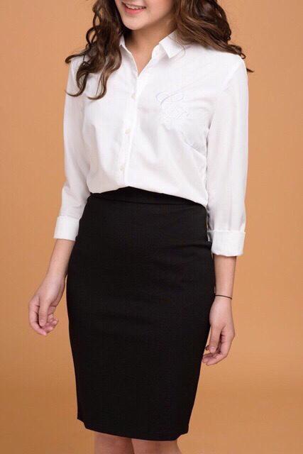 Chân váy ôm xẻ sau dài tới gối công sở dễ Mix đồ