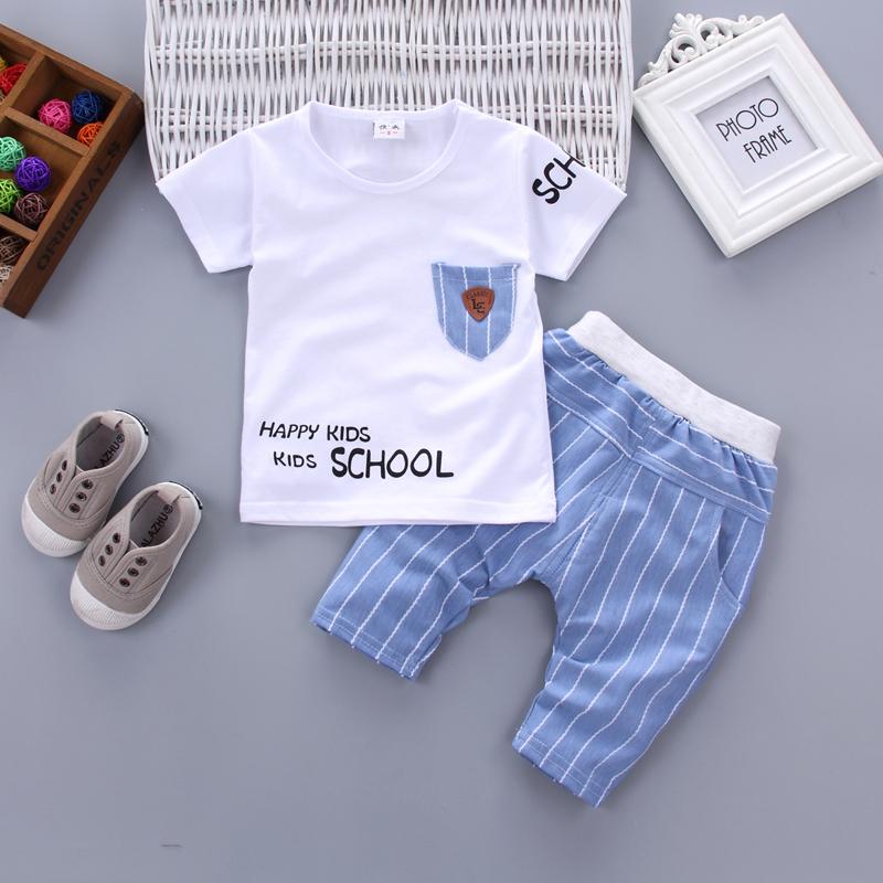 Childrenswear Boy's Summer Short-sleeved Set 1-2-3-Year-Old 4 Baby Clothes New Style Baby Girl's T-shirt Shorts Two-Piece Set Fashion