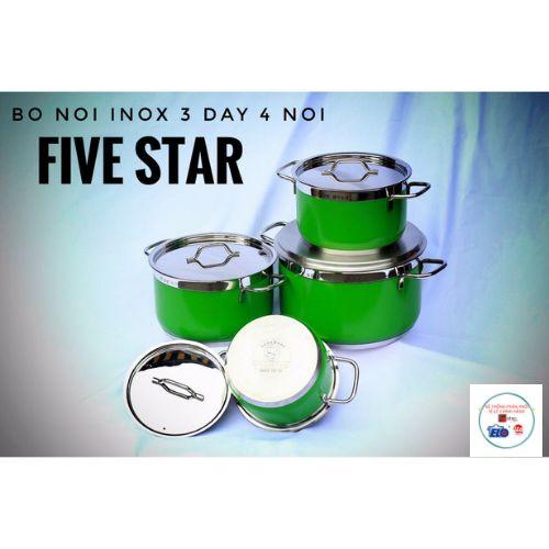 Bộ 4 nồi inox 304 màu Fivestar tặng 10 muỗng ăn inox