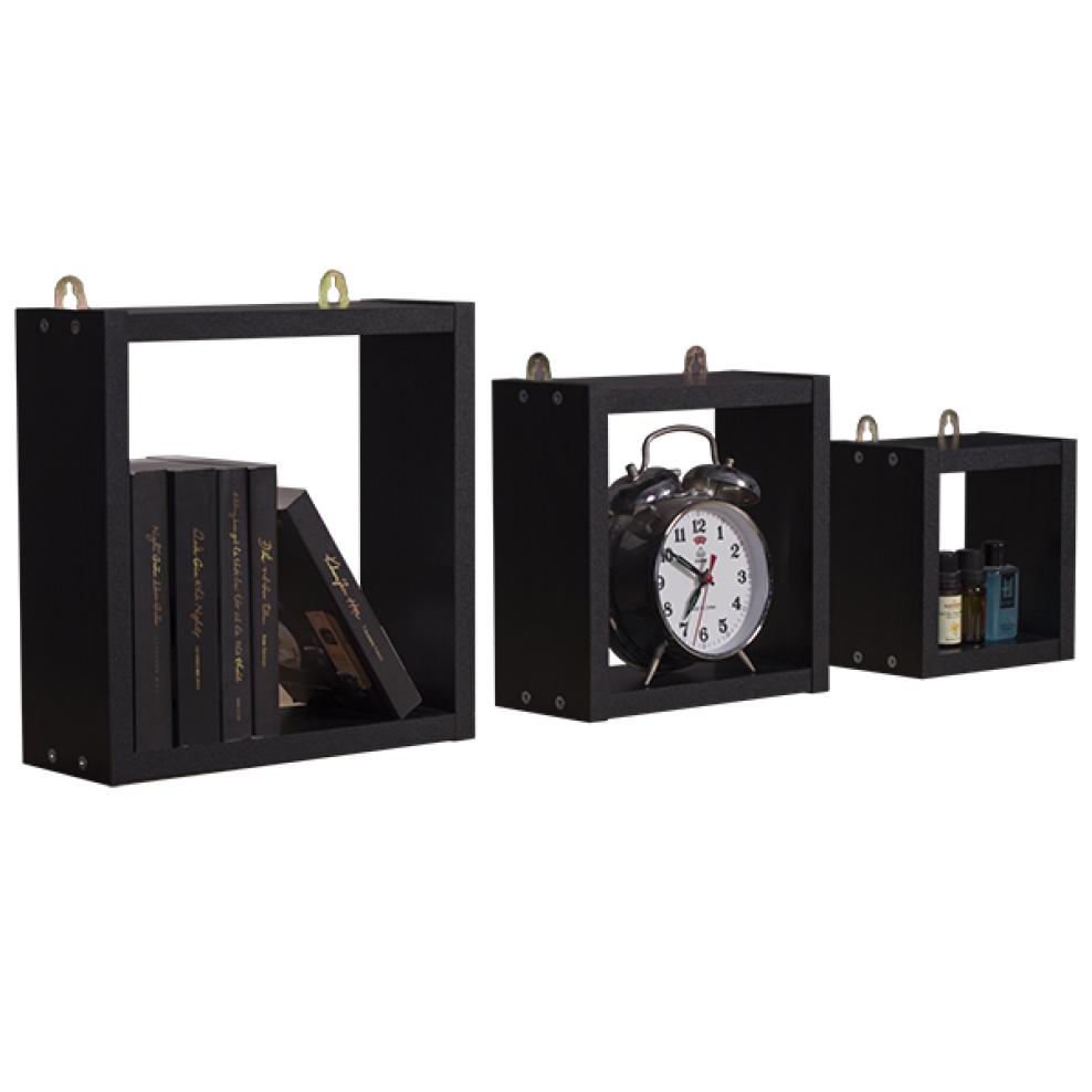 Bộ 3 kệ hộc treo tường Modulo Home Karo 1594 (Đen)