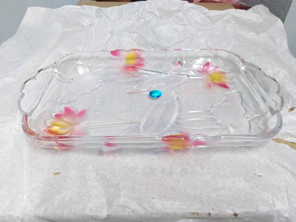 Khay thủy tinh cao cấp - Đỏ