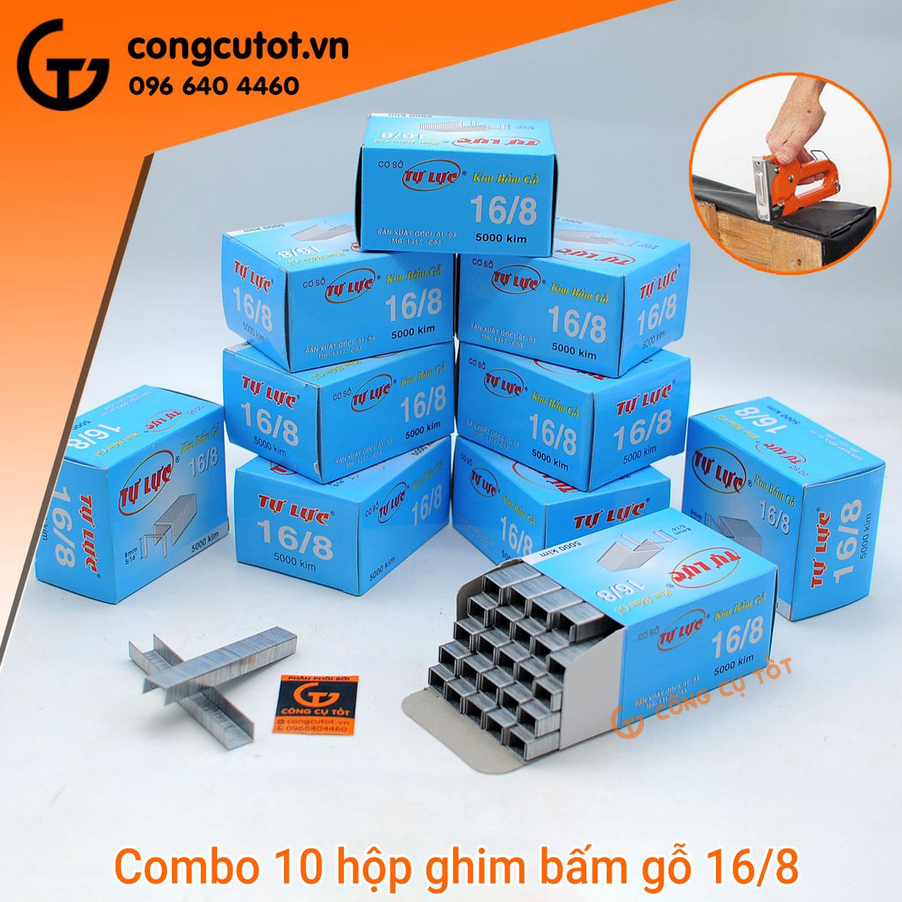 Bộ 10 hộp ghim bấm gỗ tự lực 16/8