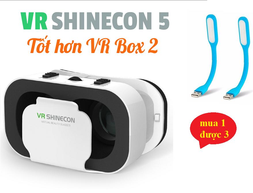 Kính thực tế ảo shinecon 5 tặng 2 đèn led usb