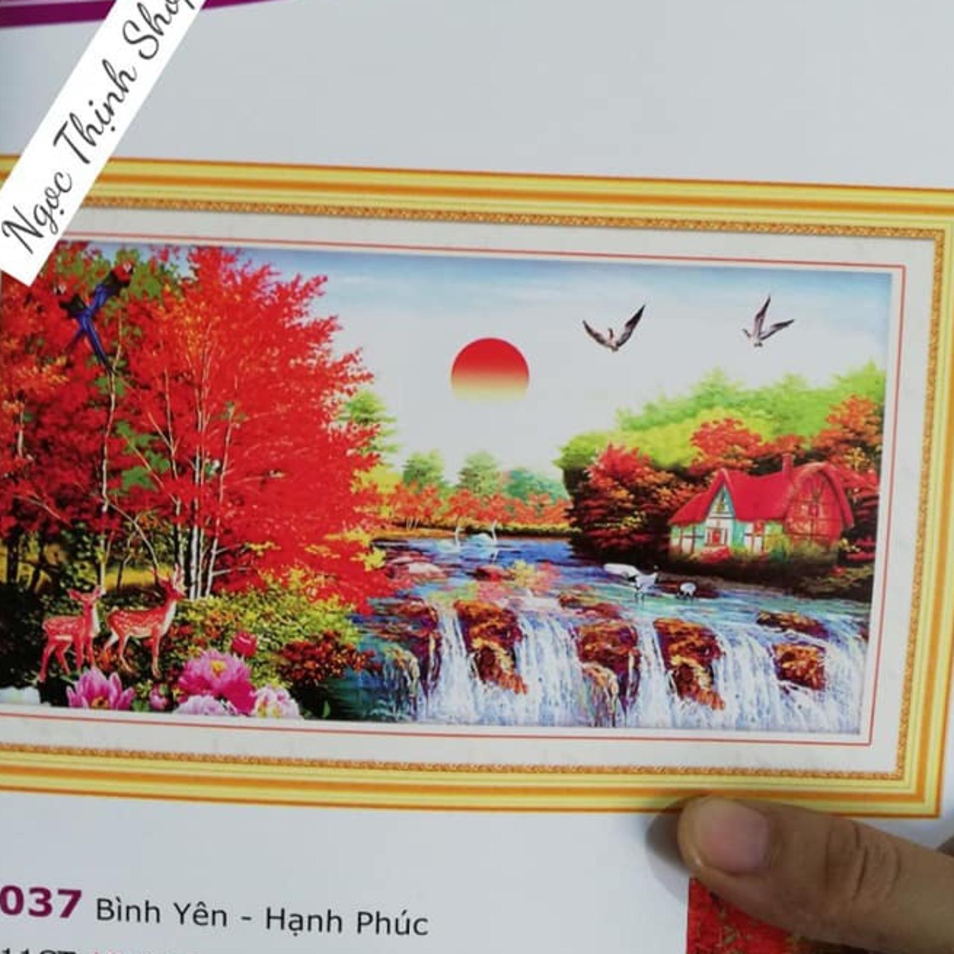 Tranh thêu chữ thập phong cảnh 5d bình yên -hạnh phúc -LV3037-Kích thước -104x59cm