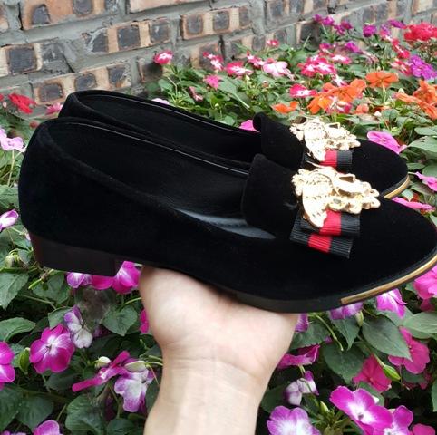 Giày bệt nữ nhung đen 