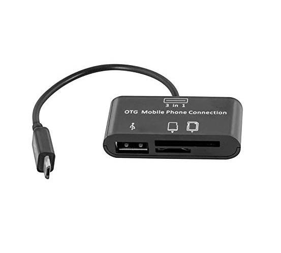 3 in 1 Micro USB Hub Host SD TF Card USB Flash Drive Reader OTG Android Mobile Phone Connection Adapter with Cable