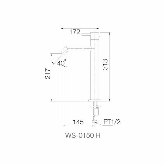 Vòi Chậu Nóng Lạnh Dạng Cao - WS-0150H - INOX SUS 304