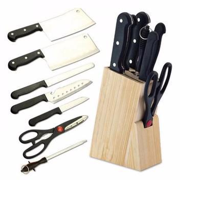 Bộ dao kéo nhà bếp đa năng 8 món chất liệu INOX  (Đen)