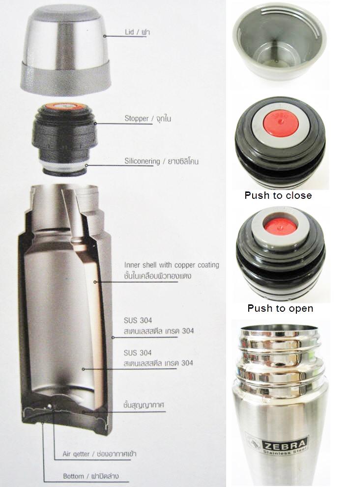 [HCM]BÌNH GIỮ NHIỆT ZEBRA PRIMA II 800ML - 112954