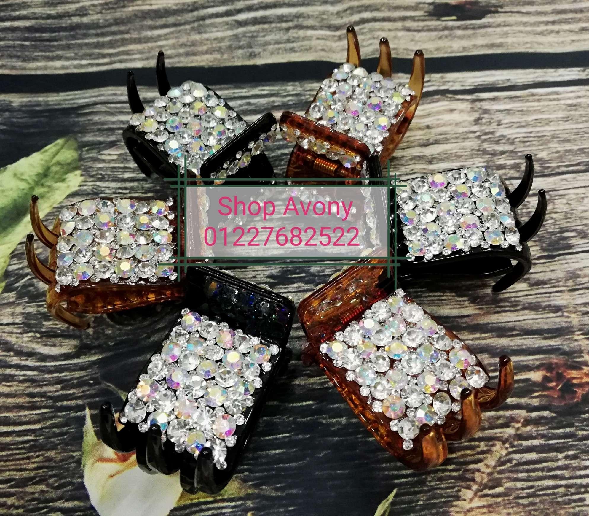 [HCM]Kẹp tóc càng cua 5 răng đính đá trắng