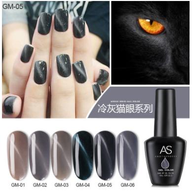 Set sơn móng AS mắt mèo xám đá Cold Ash 6 màu chai 15ml