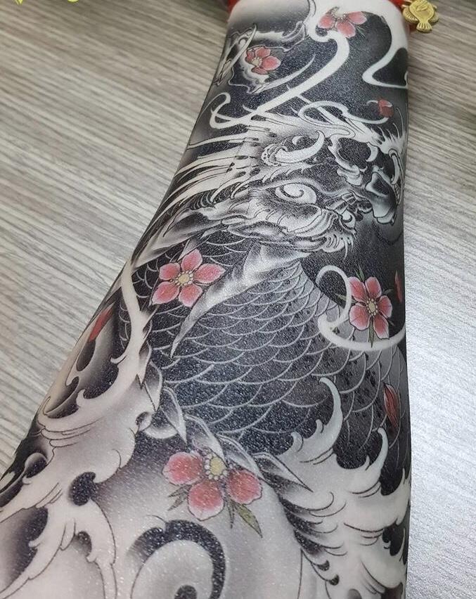 [HCM]Combo 2 tấm hình xăm dán tattoo 15x21cm RỒNG HOA& RỒNGMỌCSỪNG (Tặng ngay 1 tấm cùng size khi mua 2 combo)