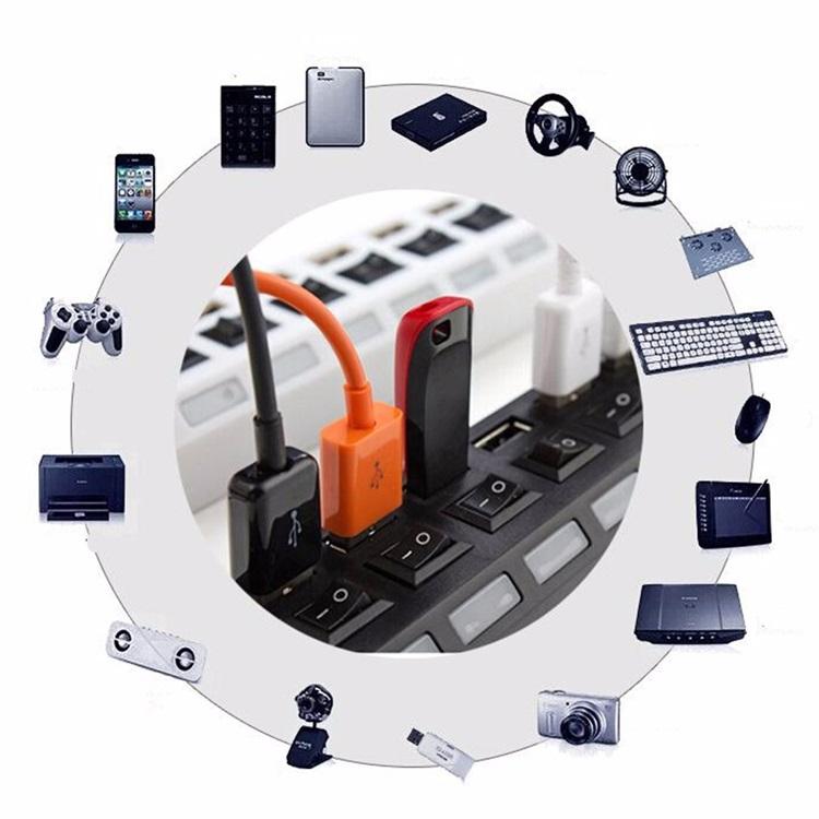 Hub chia cổng USB thành 7 cổng có công tắc đen