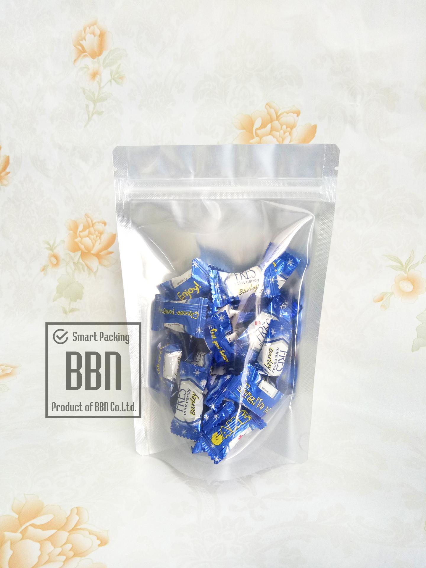 114 Túi zip mặt trong mặt bạc 12x19cm