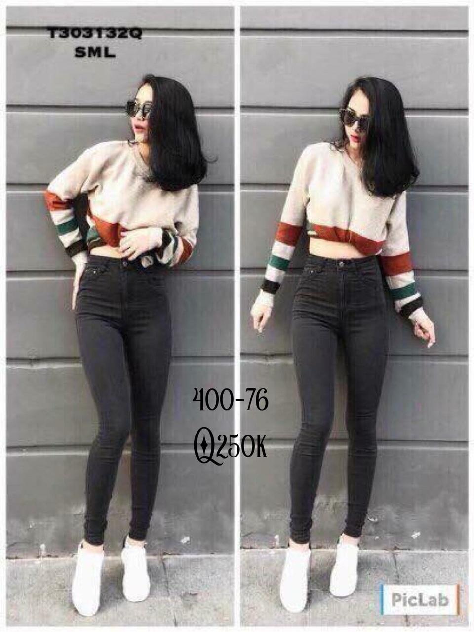 Quần jean nữ lưng cao trơn nhiều màu 6596