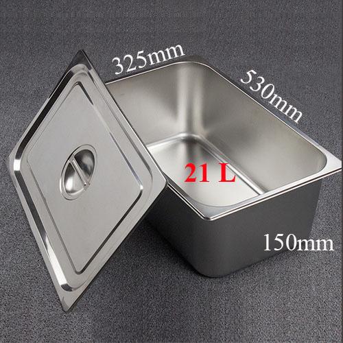 Khay inox đựng thực phẩm có nắp 21 lít GN 1/1x150mm