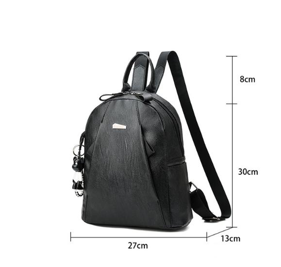 Balo Da Nữ Thời Trang  BL128 ( Đen ) - Tặng Móc Gấu