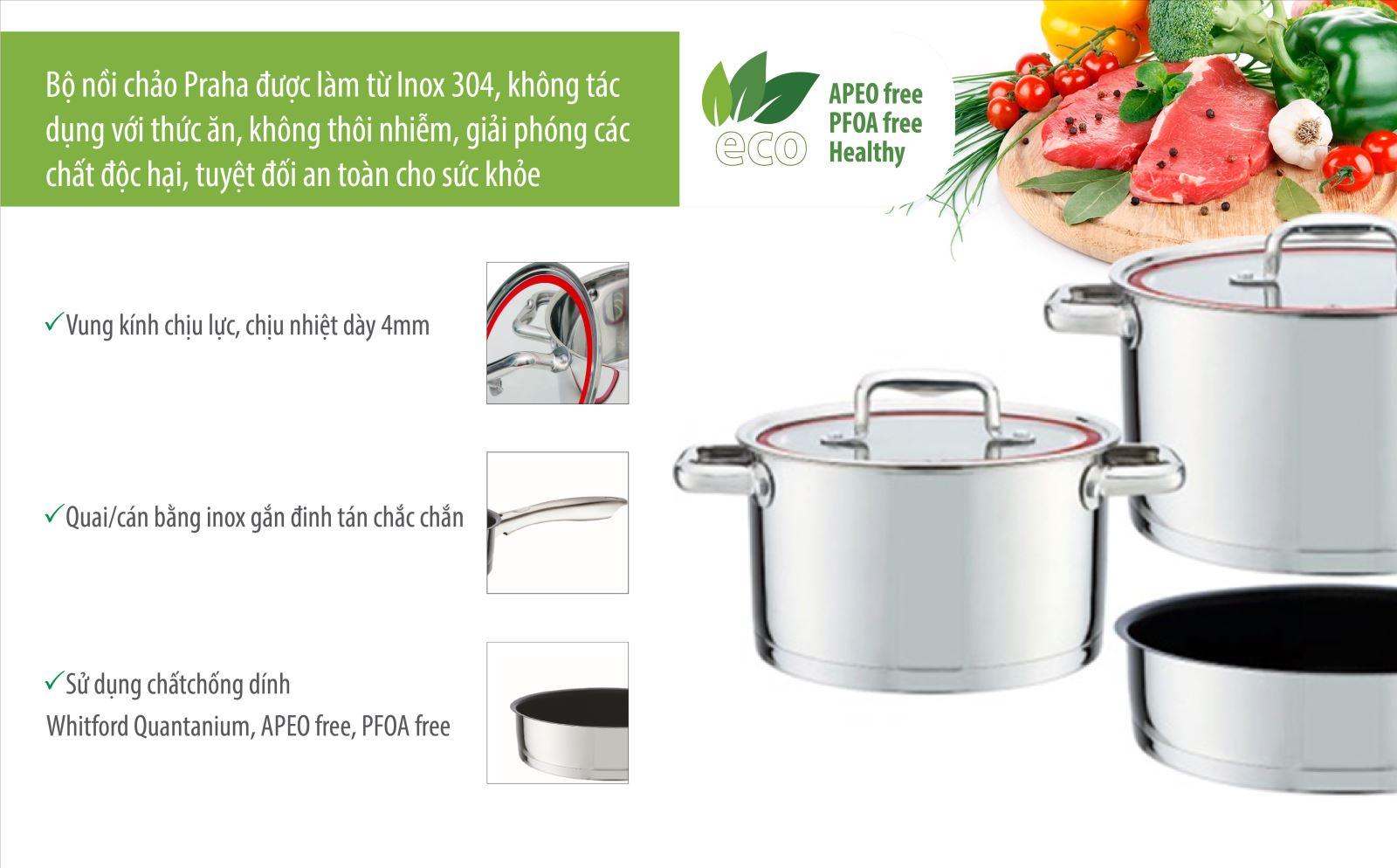 Bộ Nồi Chảo Inox 304 Cao Cấp Elmich Praha EL8668 -  Bảo Hành 5 Năm