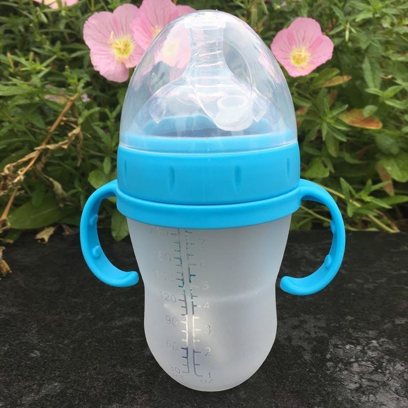 [HCM]Bình sữa silicon Gluck Premium 240ml (Màu xanh)