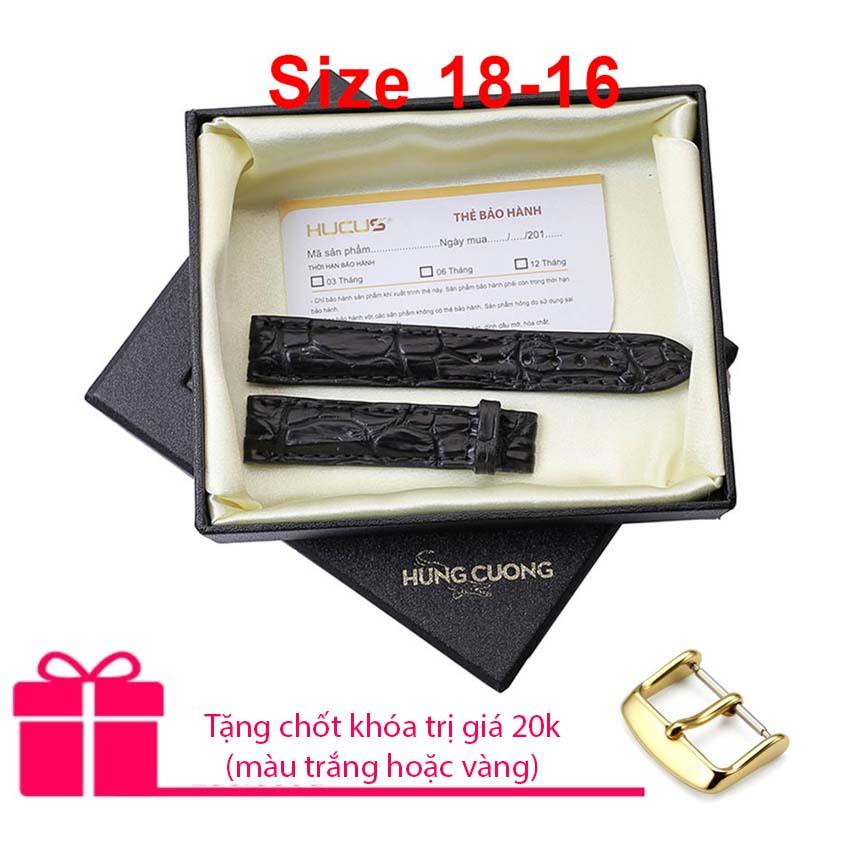 Dây Đồng Hồ Da Cá Sấu Thật Hùng Cường HC8100 (Size 18-16)
