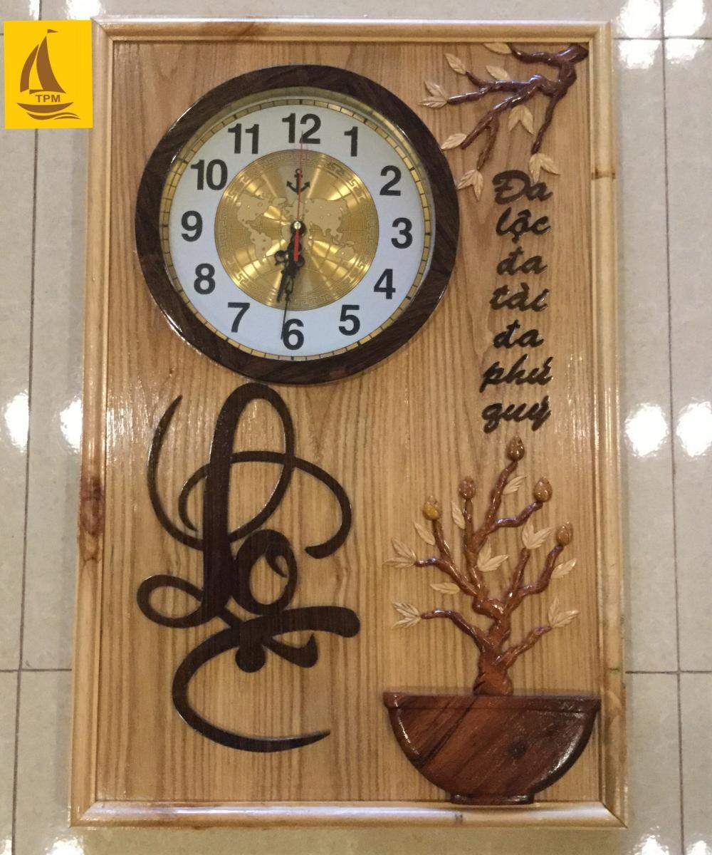 Tranh đồng hồ gỗ chữ lộc