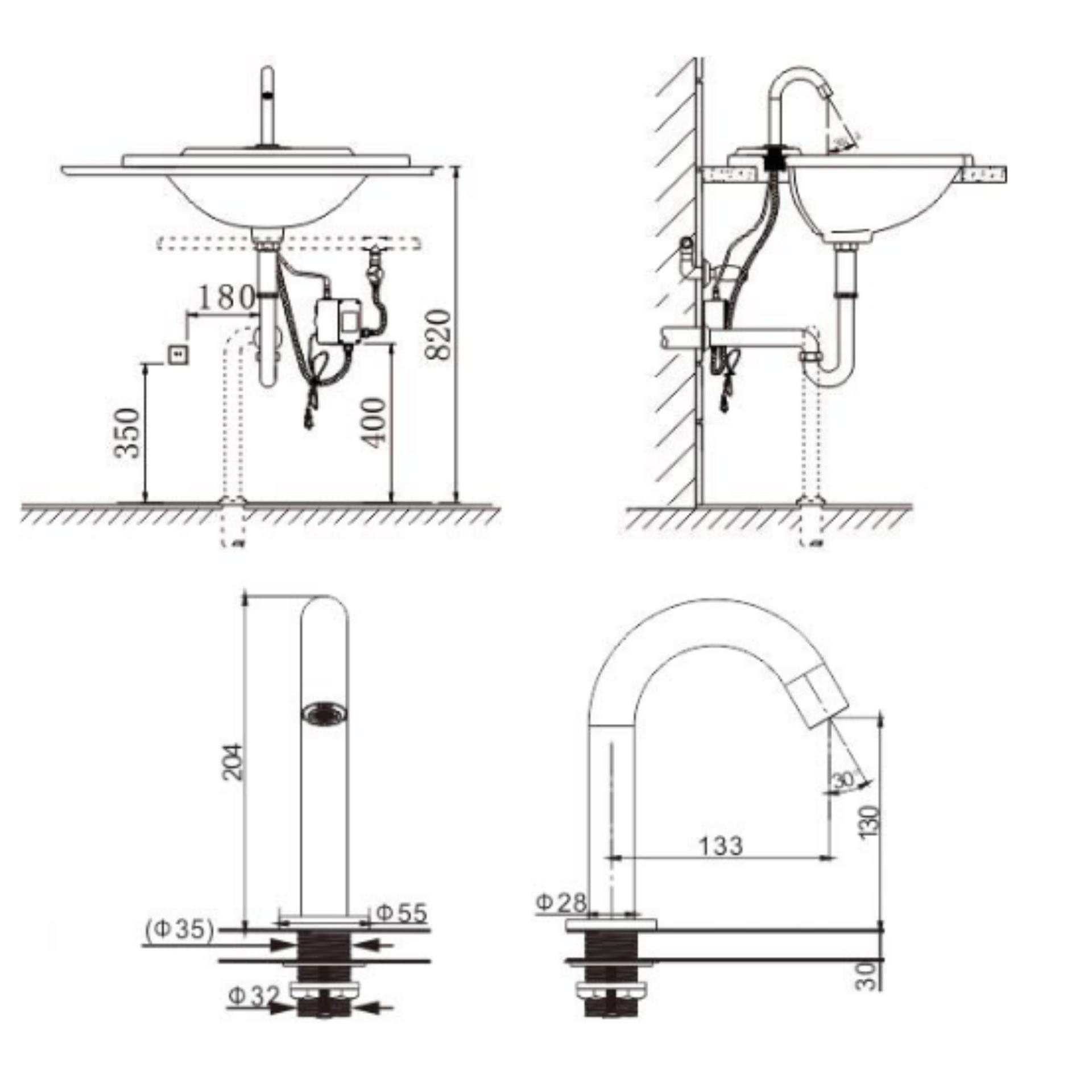 Vòi lavabo cảm ứng (lạnh) atmor model: at-2221 (ac/dc)