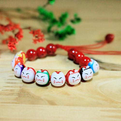 Vòng chỉ đỏ mèo may mắn mèo thần tài (9 mèo)