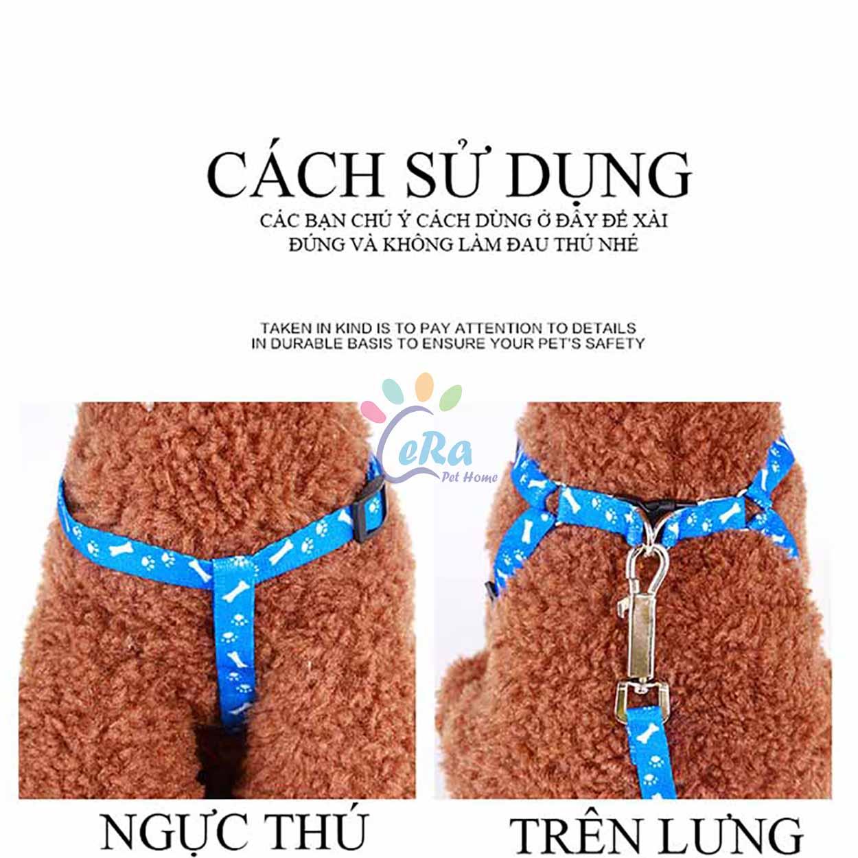 Dây Dắt Yếm Chó Mèo Họa Tiết Xương Size S (Dây Dắt 004)