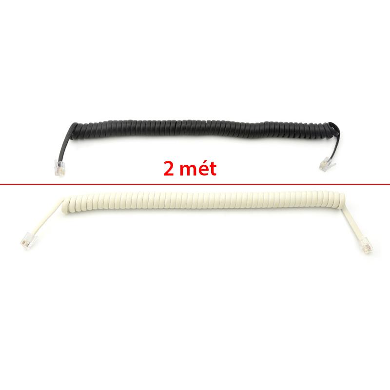 Cáp cho tai nghe điện thoại bàn RJ9 4PIN - Cho ống nghe điện thoại để bàn 2 mét (Xoắn lò xo - Màu đen/trắng)