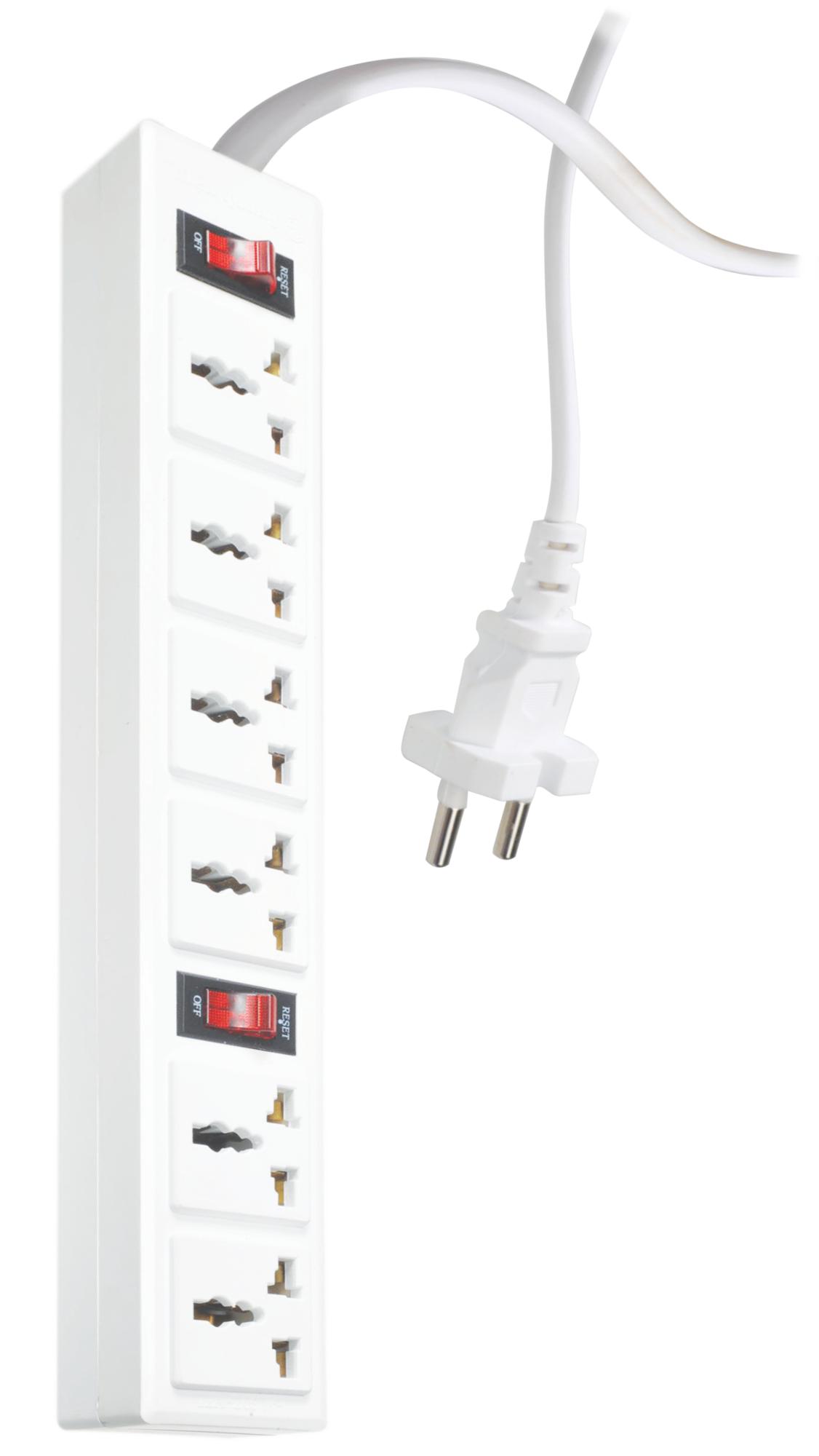 Ổ cắm điện đa năng Điện Quang ĐQ 001A-01 (6 lỗ 2 chấu) công suất 2500w, tự ngắt khi quá tải, BH 12 tháng