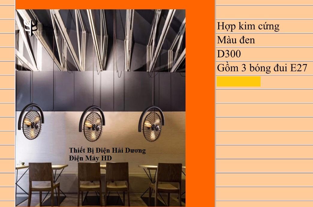 Đèn Thả Trần Kiểu Lồng Quạt 3 Đui E27 TN433 (Đen)