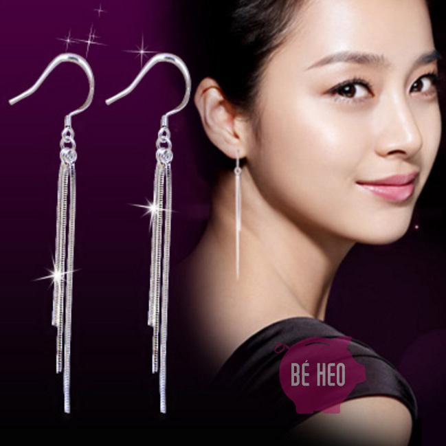 Freeship Bông tai dài 3 tua rua thời trang