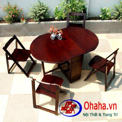 BÀN GHẾ XẾP GỌN NÂU OVAL BBA39-OH OHAHA