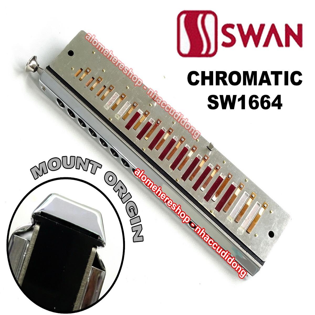 Kèn harmonica chromatic Swan SW1664 16 lỗ (Bạc)