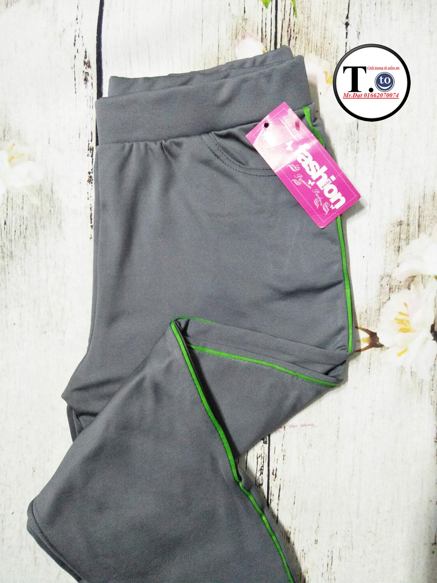 [HCM]Quần thun nữ - legging màu XáM (Ôm bodyquần màu Xám viền sọc màu Đỏ - Xanh lá - Tím -Trắng)
