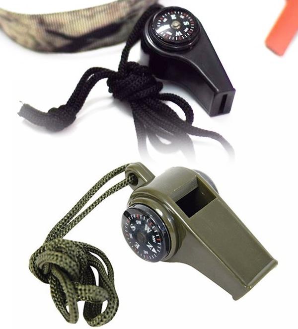 Còi thổi báo động có gắn kèm theo la bàn và nhiệt kế 3in1, còi bóng đá, còi thể thao