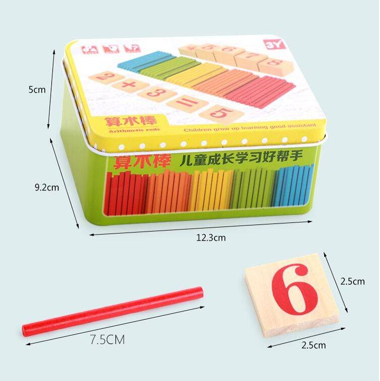 Bộ que tính học toán hộp sắt