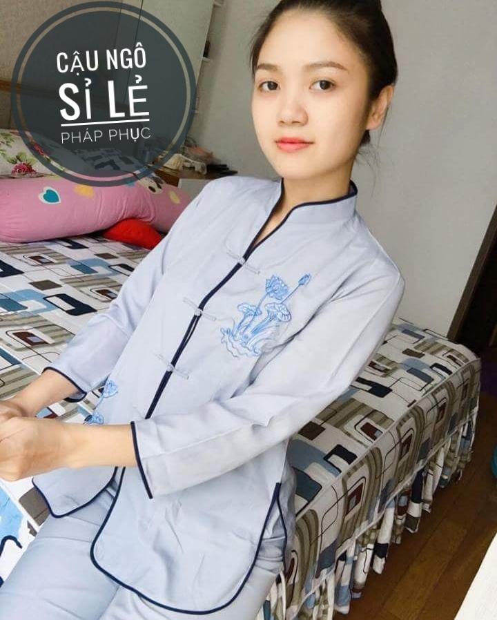 [HCM]Áo lam đi chùa thêu sen