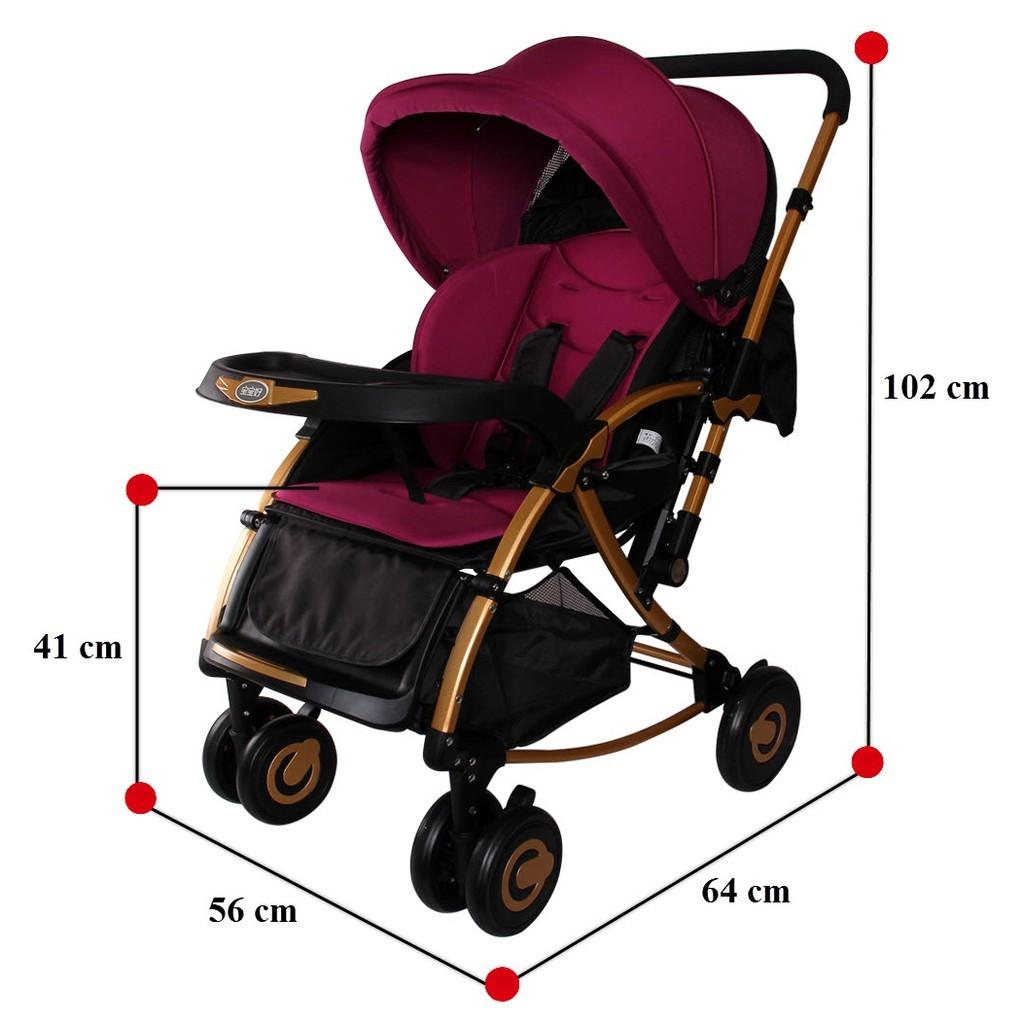 Xe đẩy bập bênh 2 chiều cho trẻ em Baobaohao C3 (Đen phối Hồng)