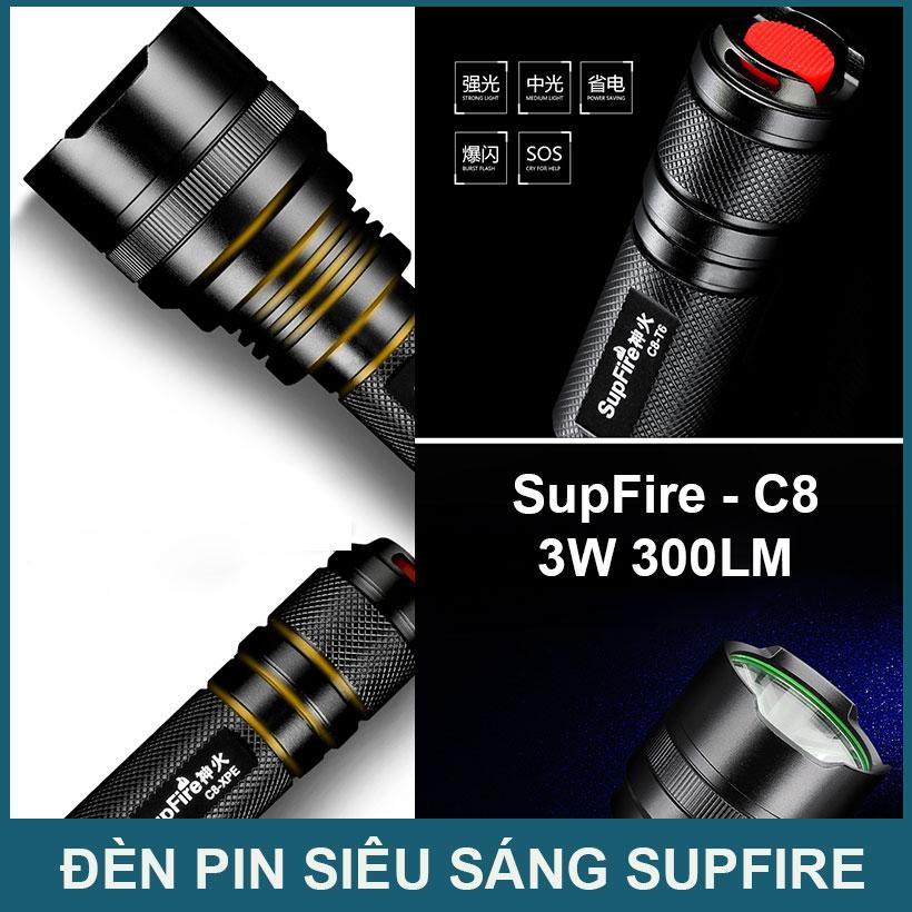 [HCM]Đèn pin led siêu sáng cao cấp SupFire C8