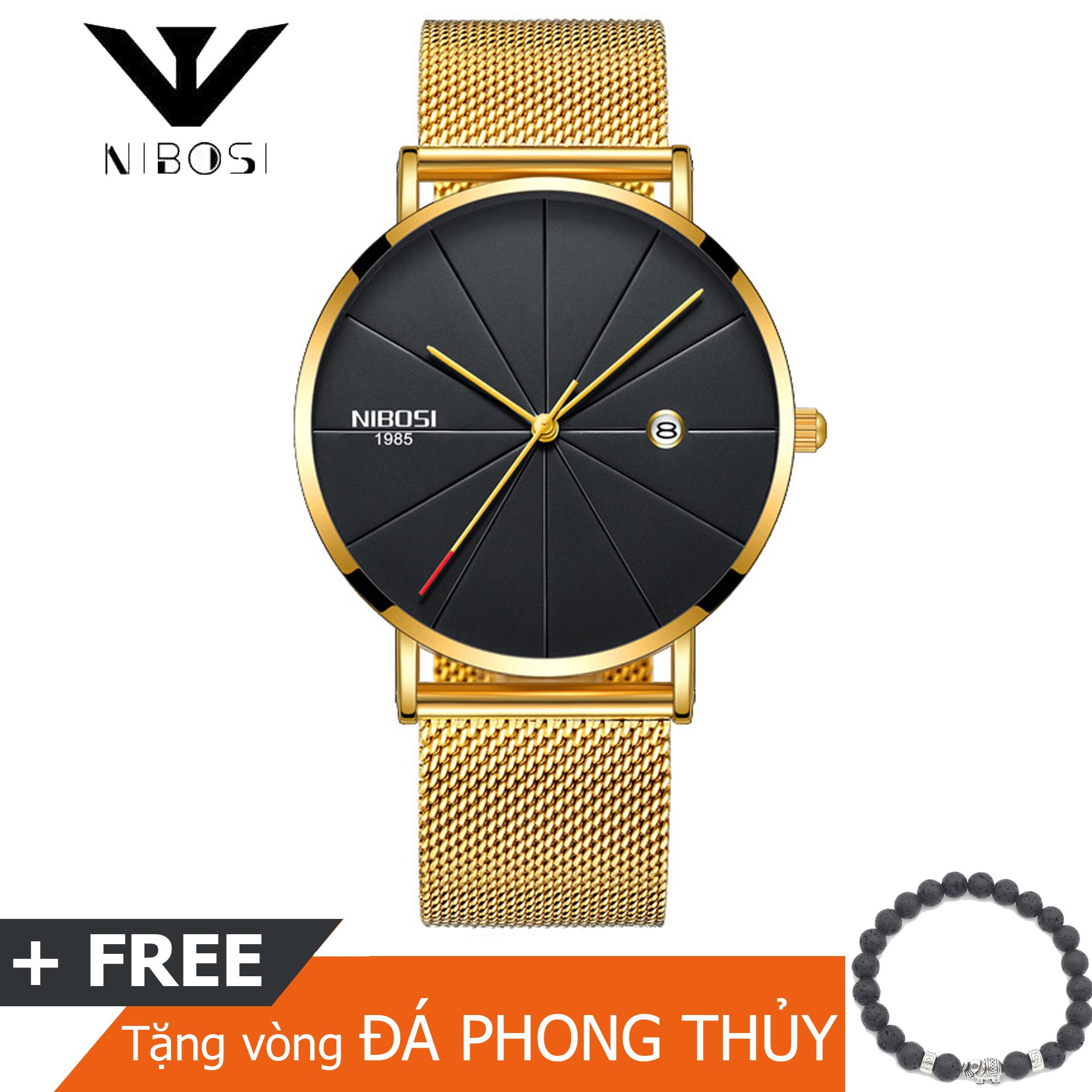 Đồng hồ nam Nibosi 1006 mặt mỏng dây Titanium cao cấp - có lịch ngày - 3 màu lựa chọn