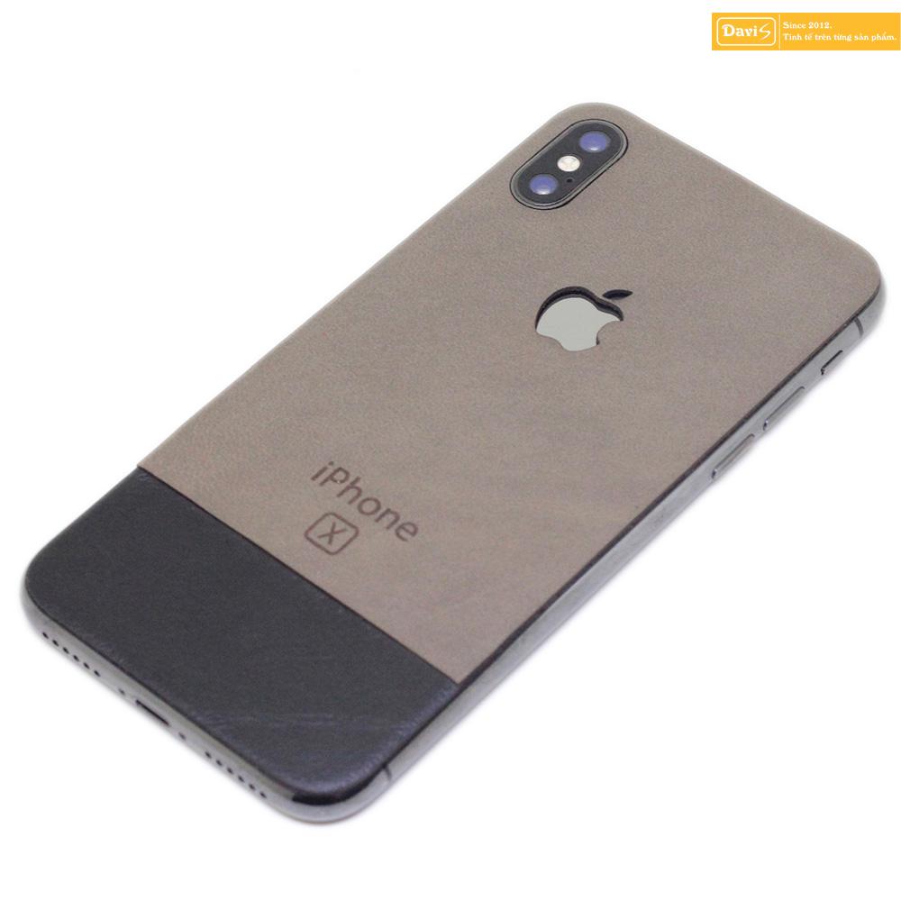 Leather skin for iPhone X -Davis (Gray-black)