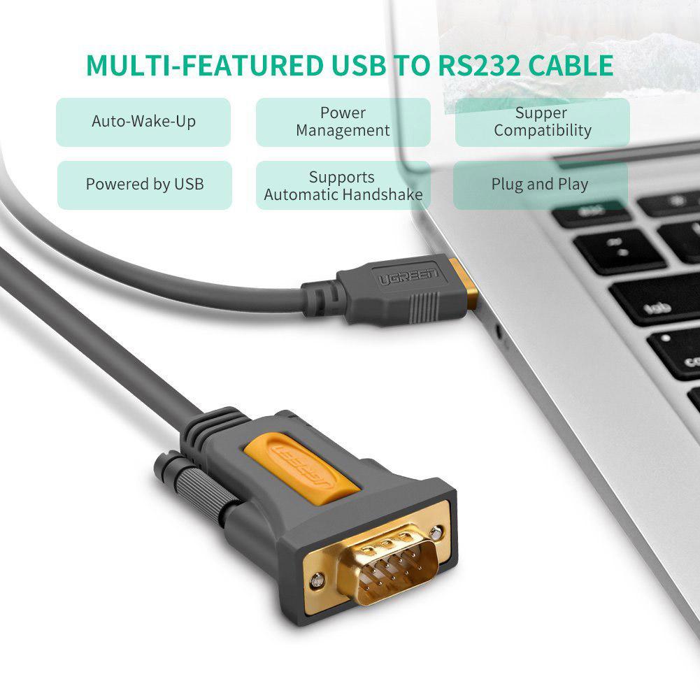Cáp USB 2.0 to COM DB9 RS232 dài 2M UGREEN 20222